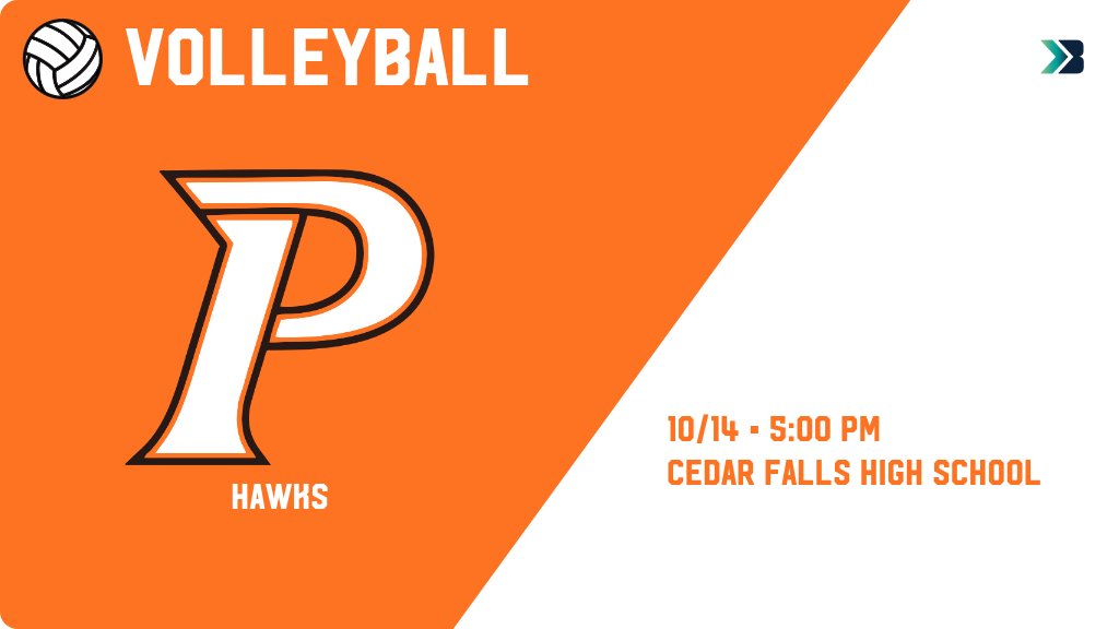 Volleyball (Varsity) Game Day! - Check out the event preview for the Prairie Hawks. It starts at 5:00 PM and is at Cedar Falls High School  Main Gym. gobound.com/ia/ighsau/vb/2…