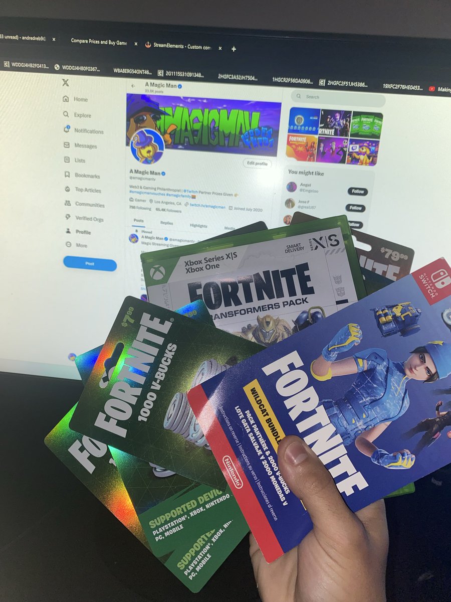 amagicmantv's tweet image. Like = 1000 VBucks
Retweet = Wildcat Exclusive Bundle 
Comment = 13,500 VBucks
Bookmark = Transformers Bundle

Which code do you want? 🪄