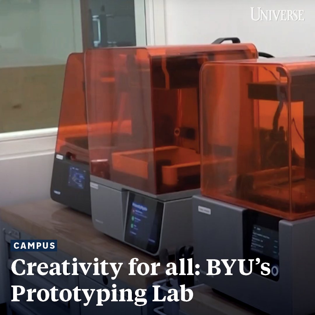UniverseBYU's tweet image. All students and faculty can unleash their creative side in the Prototyping Lab at the BYU Engineering Building through metalworking, 3-D printing, laser cutting, and more.

Watch more at the link in our bio. 

#universebyu #creataivity #prototypinglab