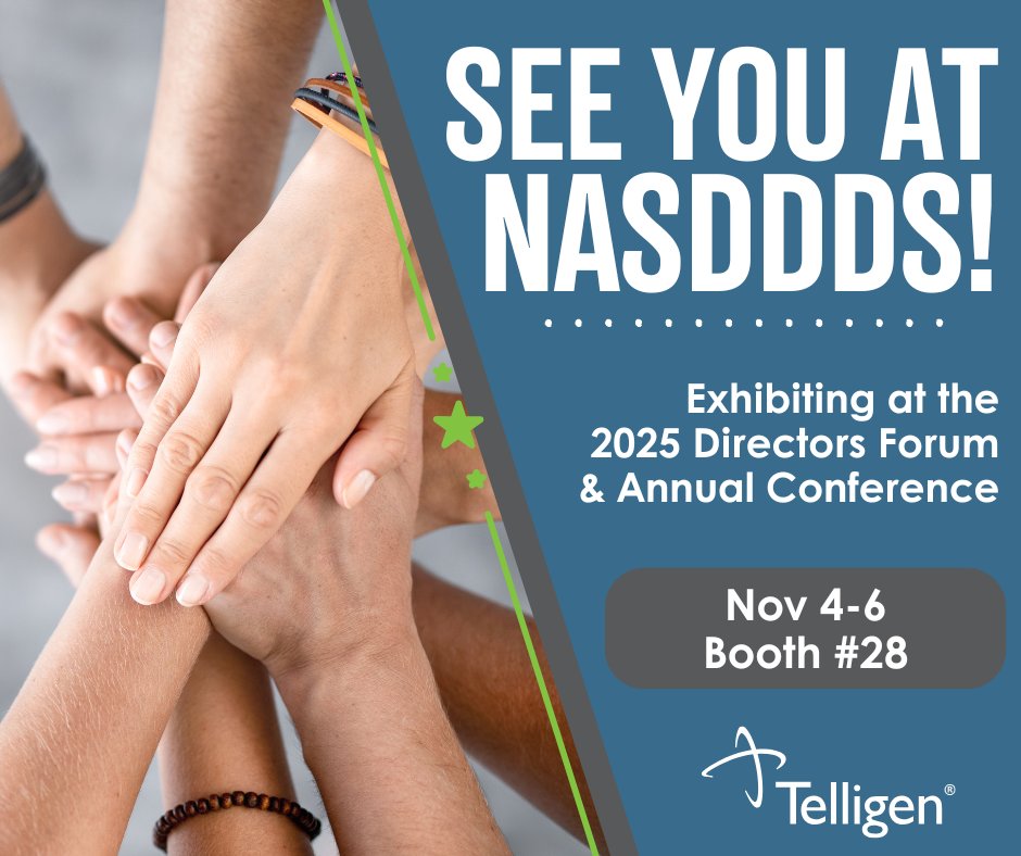 Telligen's tweet image. We&apos;re excited to meet with hundreds of professionals and advocates supporting individuals with intellectual and developmental disabilities (I/DD) at the 2025 NASDDDS Annual Conference.

#NASDDDS2025 #IntellectualDisabilities #DevelopmentalDisabilities #PersonCenteredCare