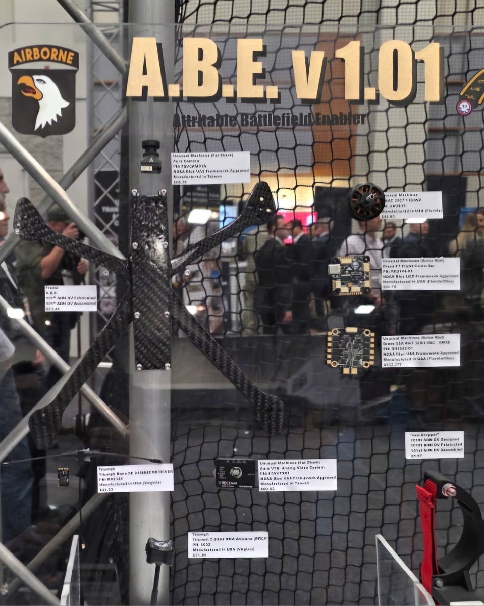 UnusualMachines's tweet image. The A.B.E. V1.01 drone took flight at #AUSA2025!

$UMAC NDAA-compliant motors + Blue UAS–listed components = U.S.-built reliability for mission success. 💪 ⚙️
 
#DefenseTech #BlueUAS #USArmy #MadeInUSA