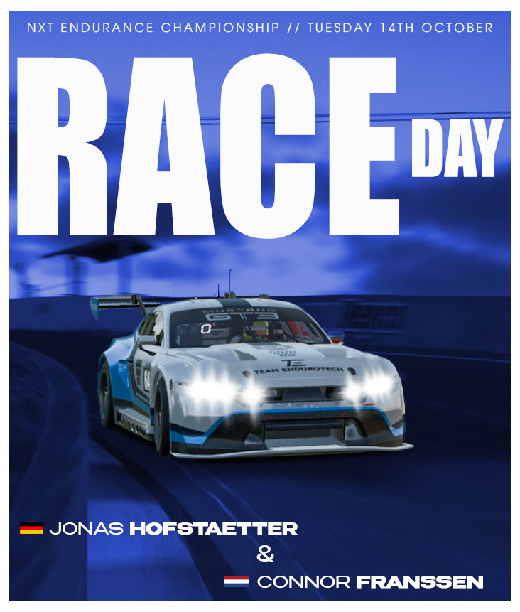 RACE DAY - NXT Endurance Championship 🏁

It’s race day for round 2 of the series and we head down under for the Bathurst 3H! 

It’s a challenging track due to its monstrous terrain and never ending winding corners! 

Stay tuned for what is going to be an action packed race 🙌