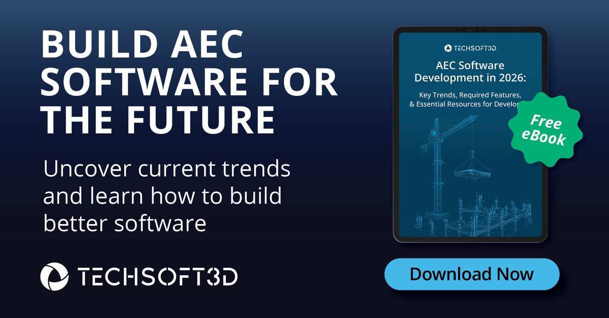 TechSoft3D's tweet image. Are you developing AEC software? Trying to stay competitive?
Don’t miss our newest eBook, AEC Software Development in 2026!
👉 Download your free copy today: hubs.ly/Q03NwtDN0