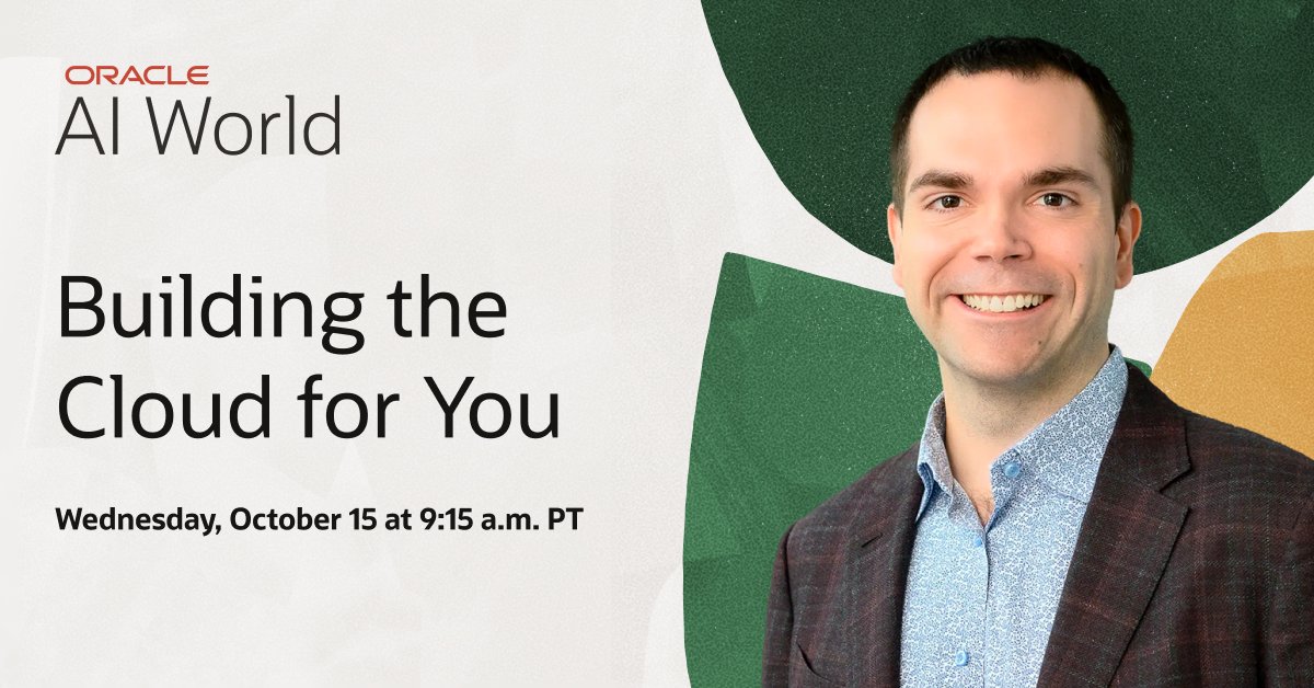 Oracle's tweet image. This Wednesday! Whether you need the biggest AI solutions or the smallest sovereign footprint, find out how we’re helping engineer the answers to your toughest challenges. Don’t miss Clay Magouyrk’s keynote live at #AIWorld: social.ora.cl/6011AIW9V