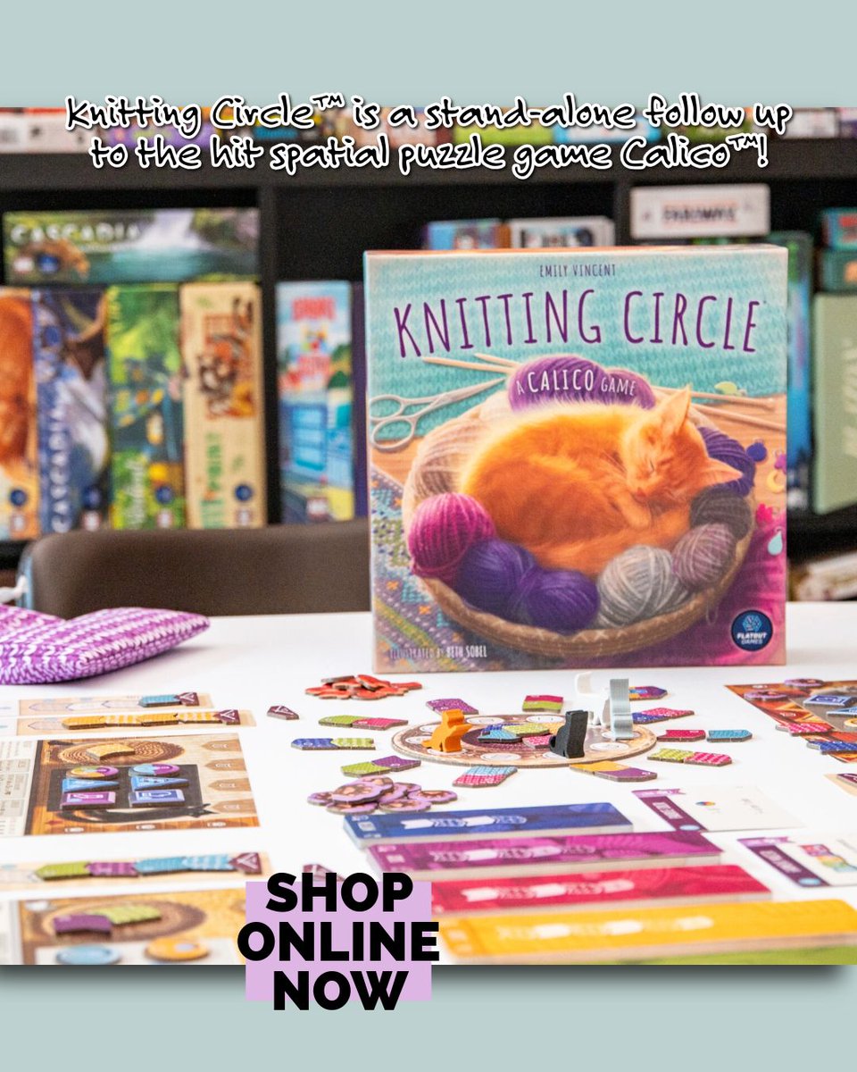 Archonia's tweet photo. Knitting Circle™ is a stand-alone follow up to the hit spatial puzzle game Calico™!
https://t.co/UkZYZSnDHg
#KnittingCircle #Cats #Boardgames #BoardgamesWithCats #Boardgamecommunity #AEG #Calico #Tabletop https://t.co/OmanSkMPIm