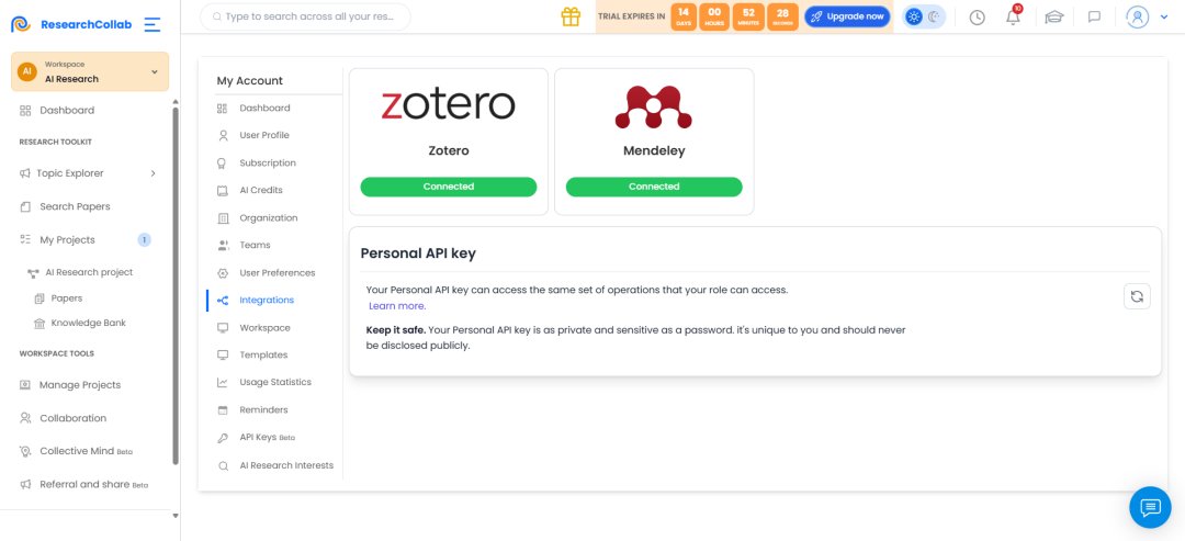 ResearchCollab_'s tweet image. All your references. One workspace.
 ResearchCollab integrates with Zotero &amp;amp; Mendeley, so there is no more file chaos.
 #ResearchTools #AIforResearchers