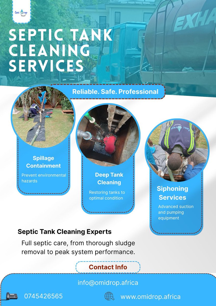 Omidropafrica's tweet image. At Omidrop Africa, we specialize in comprehensive sanitation and wastewater management — ensuring every job is handled safely, efficiently, and with zero disruption.
#SpillageContainment #DeepTankCleaning #Siphoning #OmiDropAfrica #SanitationExperts
