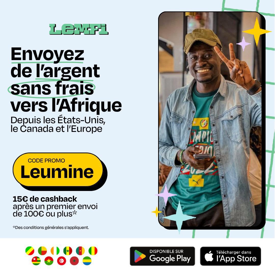 🚨 Le Sénégal 🇸🇳 et sa diaspora, j’ai un belle chose pour vous.

Désormais quand vous envoyez de l’argent, faite le avec l’application LEMFI.
C’est sans FRAIS, facile à utiliser et sûre.

Passez sur Google play ou Playstore pour le télécharger et utiliser mon code promo LEUMINE