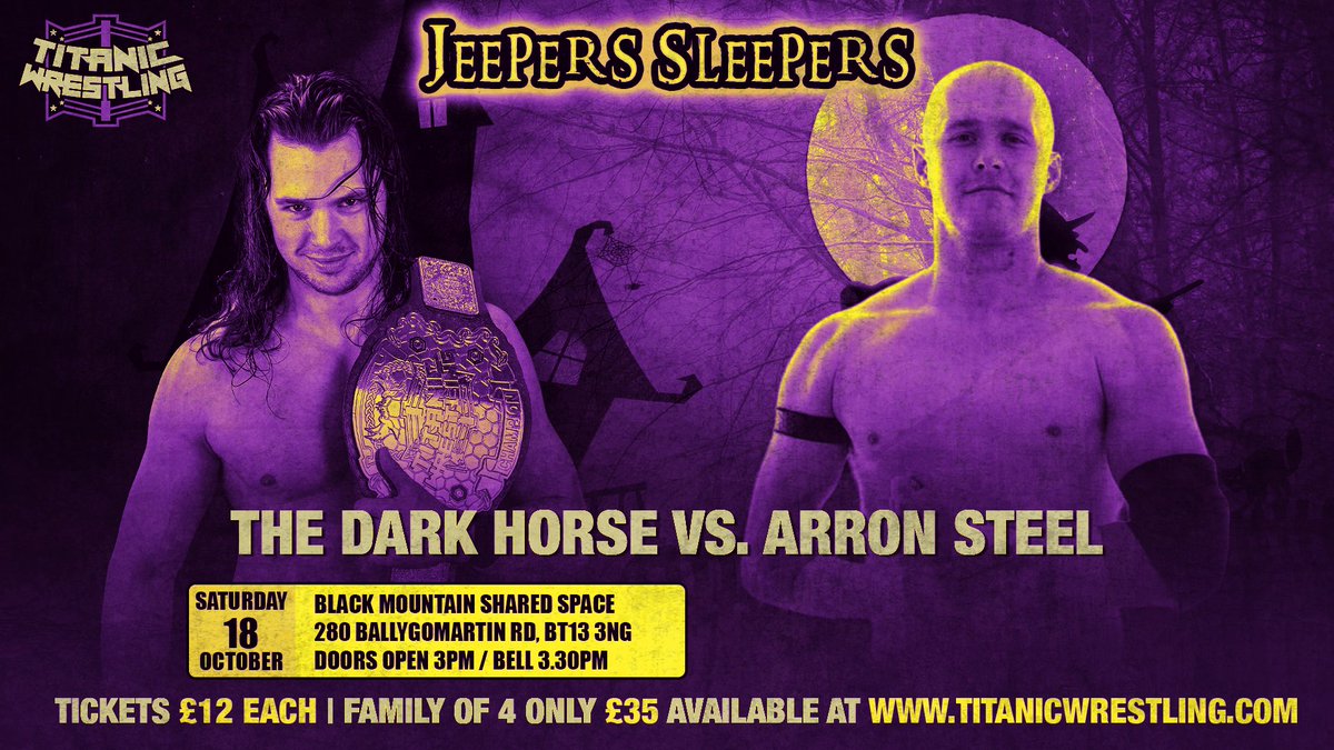 Two Huge Matches This Saturday in West Belfast!

💥 The Real Standard's Blake Richards takes on Steeky 

💥 The debut of “Next Level” Arron Steel, as he steps up against Titanic Wrestling Champion The Dark Horse in a non-title showdown 👀

🎟 titanicwrestling.com