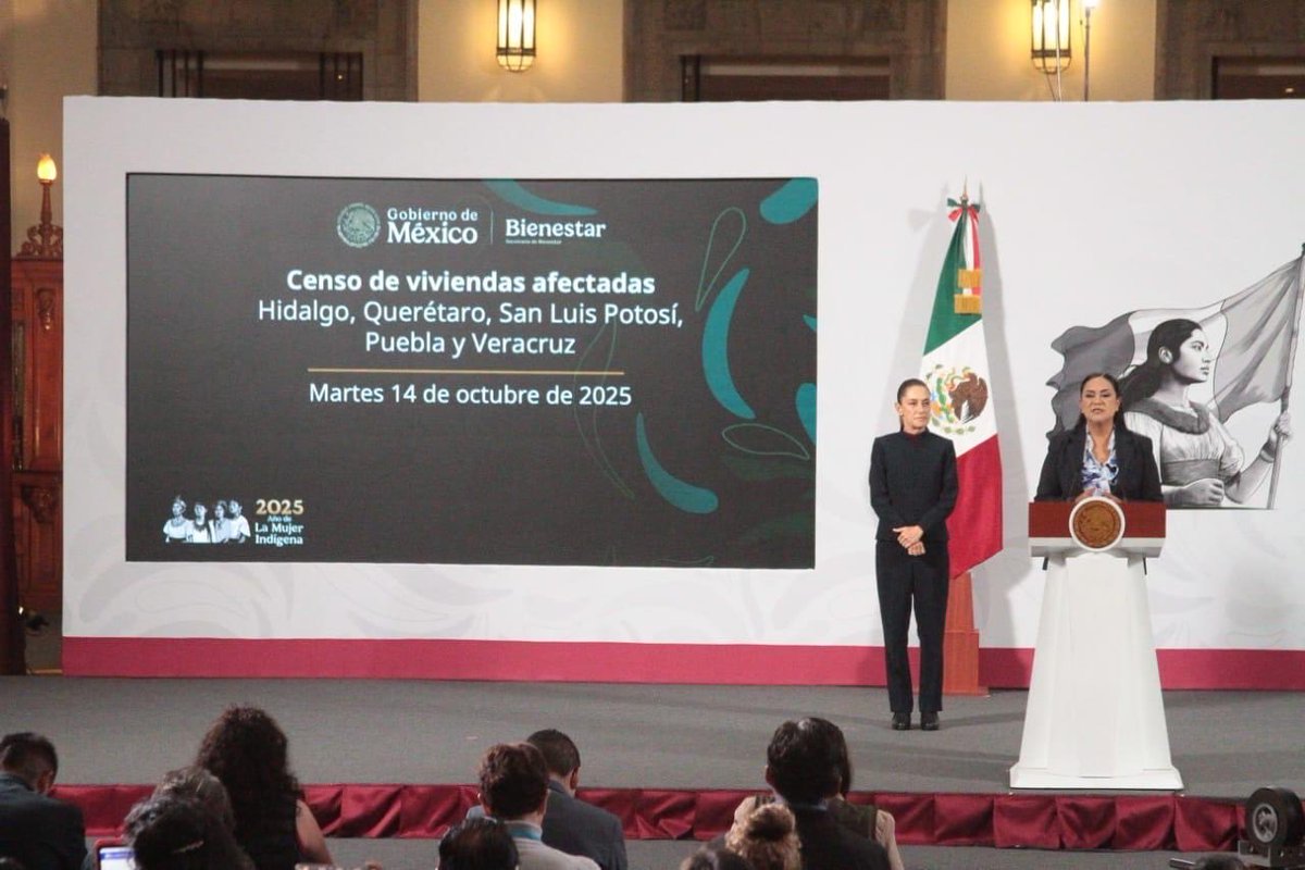 A_MontielR's tweet image. En la #MañaneraDelPueblo, junto a la presidenta @Claudiashein, presenté el avance del #CensoBienestar casa por casa en las zonas afectadas por las lluvias en #Hidalgo, #Puebla, #Querétaro, #SanLuisPotosí y #Veracruz.
Hasta ahora se han visitado 4,178 viviendas y 5 mil Jóvenes…