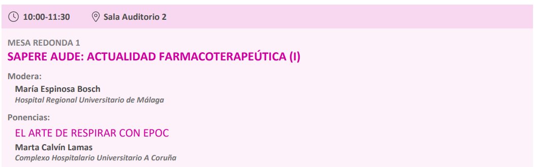 Descubre "El Arte de Respirar con EPOC" en el 70 Congreso de la #SEFH25, el día 15/10 a las 10:00h. Una oportunidad única para profundizar en el manejo integral de la EPOC y su impacto en la calidad de vida del paciente.
<a href="/sefh_/">S.E.F.H</a>