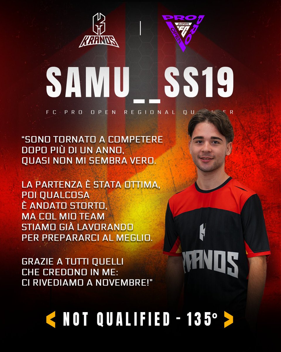kranos_official's tweet image. ❤️‍🔥 @samu__ss19 words after this first round of #fcproopen qualifier. See you in November!
#eafc26 #Kranos #esports #BuildUrLegend