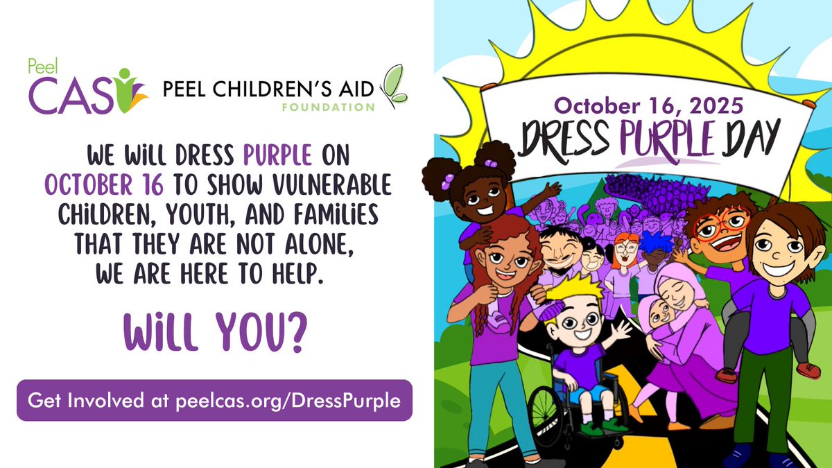 #DressPurpleDay2025 is a chance for Pauline Vanier C.E.S. to show our support for the vulnerable children, youth, and families in our community. On October 16, we will dress purple. peelcas.org/DressPurple #IDressPurpleBecause
