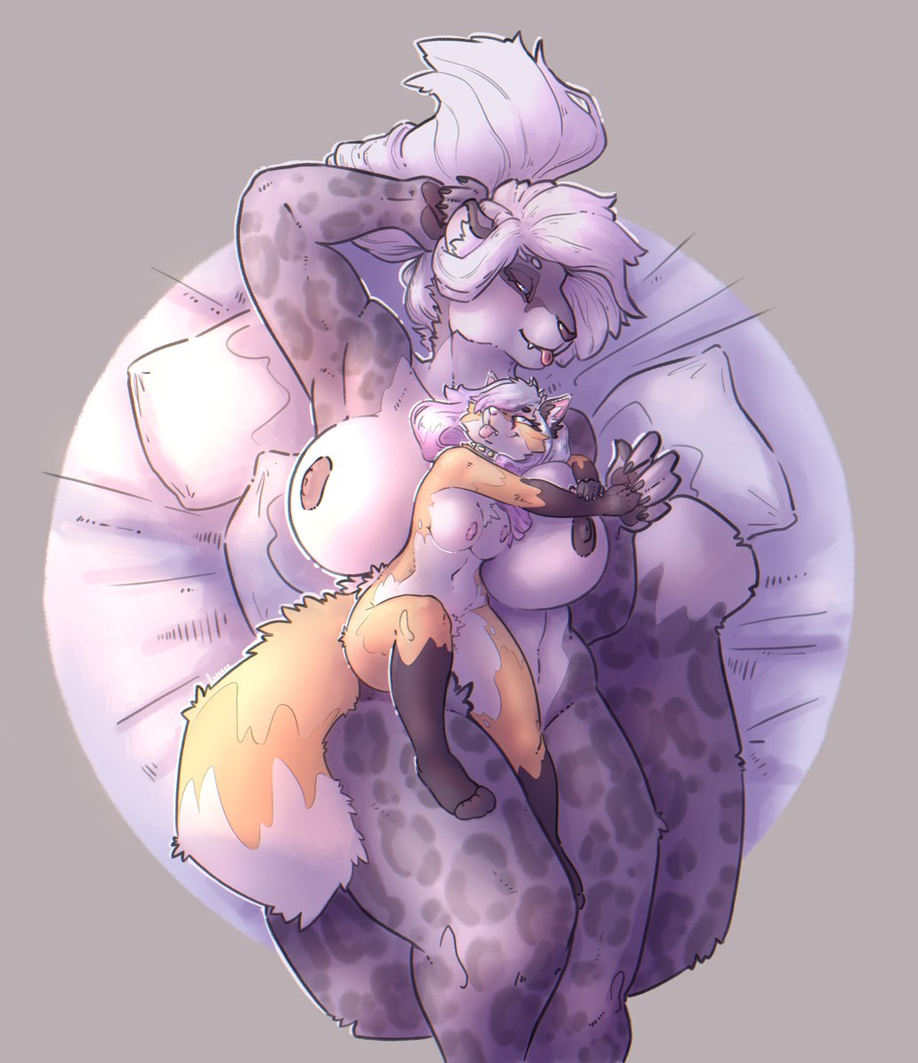 FoxWhee's tweet photo. A соmm for
@SnepSpecialist 
and their friend - mighty built Samantha &amp; petite Kaiser are sharing a moment in the morning :3 #art #digitalart #character #furry #nsfw #furryart #couple #snep #fox #commission
Thanks for the opportunity to work on the couple, they both are so sweet! https://t.co/Y2E9ICGpK8