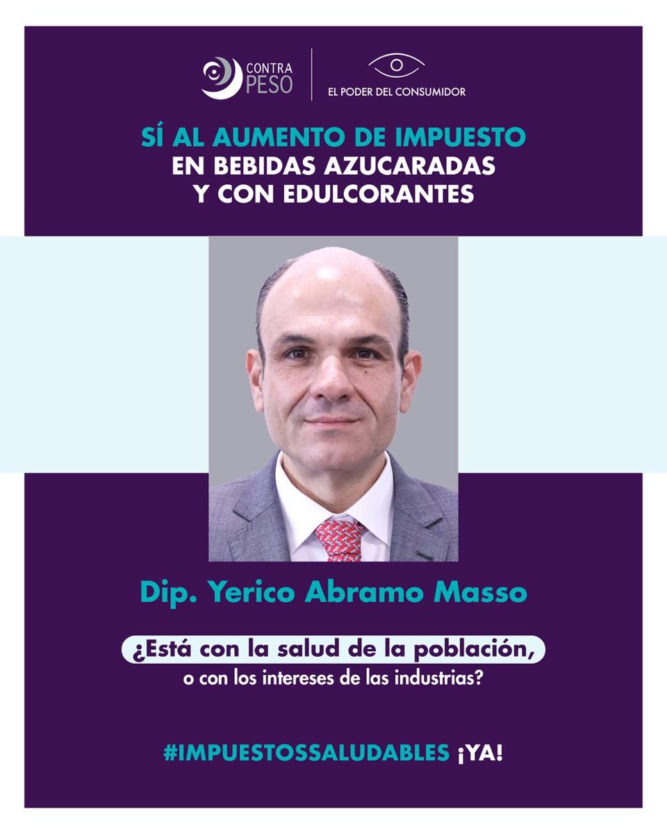 elpoderdelc's tweet image. 📢 Diputado @jericoabramo , hoy es un día clave para la salud en México.
☑️ Vota sí al aumento de impuesto en bebidas azucaradas y con edulcorantes.
#ImpuestosSaludables YA!