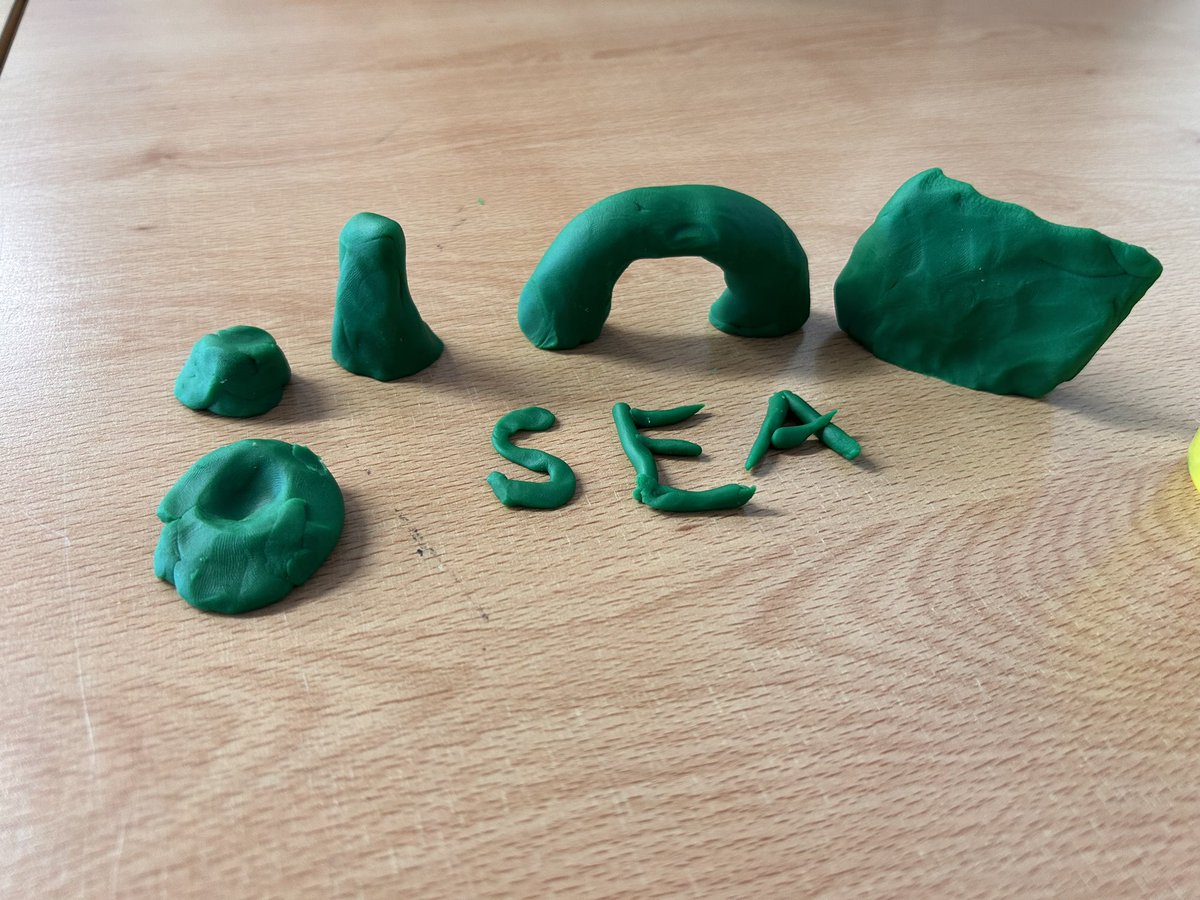 MsHand21's tweet photo. My 3rd year geography have finished studying the sea so we used Play- Doh in class to create features of erosion that we have studied. An enjoyable part of teaching this chapter! 🌊🏝️@FingalCC https://t.co/FnONevlJ7f