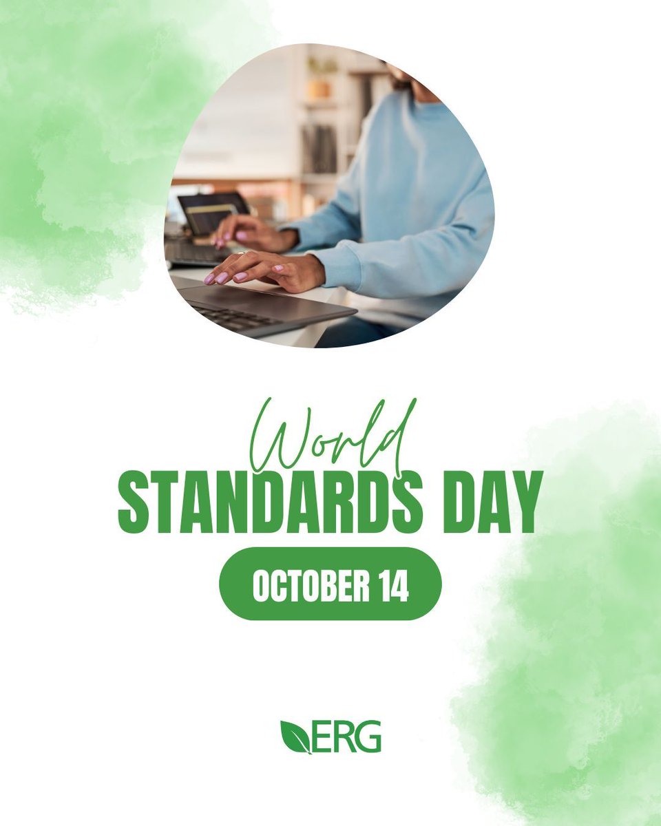 Today, ERG proudly commemorates World Standards Day. From product quality &amp; worker safety to environmental protection, international standards support our work and enable collaboration and continuous improvement. 
Learn more: erg.com/#services 
#WorldStandardsDay2025