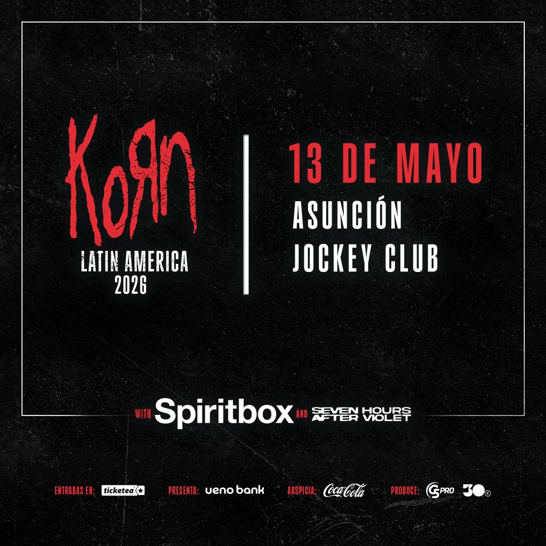 braian182's tweet photo. 🇵🇾 KORN EN PARAGUAY 
🗓️ 13 mayo 2026

🎫 PRECIOS DE ENTRADAS
🔸ETAPA: Pre Sale Artist &amp; general:
• Platea: 350.000 Gs
• Campo General: 450.000
• Preferencia: 850.000
• Campo Premium: 800.000
• The Pit: 1.250.000
• Paquete VIP (NO INCLUYE M&amp;G): 2.750.000 GS https://t.co/QUGOT2tIlF