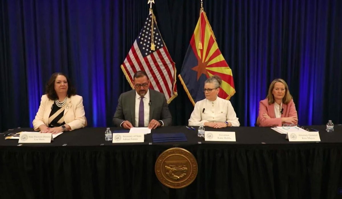 Thank you <a href="/GovernorHobbs/">Governor Katie Hobbs</a>, <a href="/AZAGMayes/">AZ Attorney General Kris Mayes</a>, and <a href="/AZSecretary/">Arizona Secretary of State</a> for standing up for the voices of 800,000+ Arizonans who currently do not have representation in Congress.

They did their jobs in certifying the election results, now your turn in <a href="/SpeakerJohnson/">Speaker Mike Johnson</a>!

youtube.com/live/v7HrYsqpR…