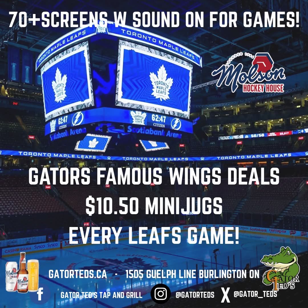 gator_teds's tweet image. No better way to start a short work week that. With a visit to Gators with daily beer deals and Leafs action! With over 70 screens there&apos;s not a bad seat in the house! #shortweek #LeafsForever #beerspecials