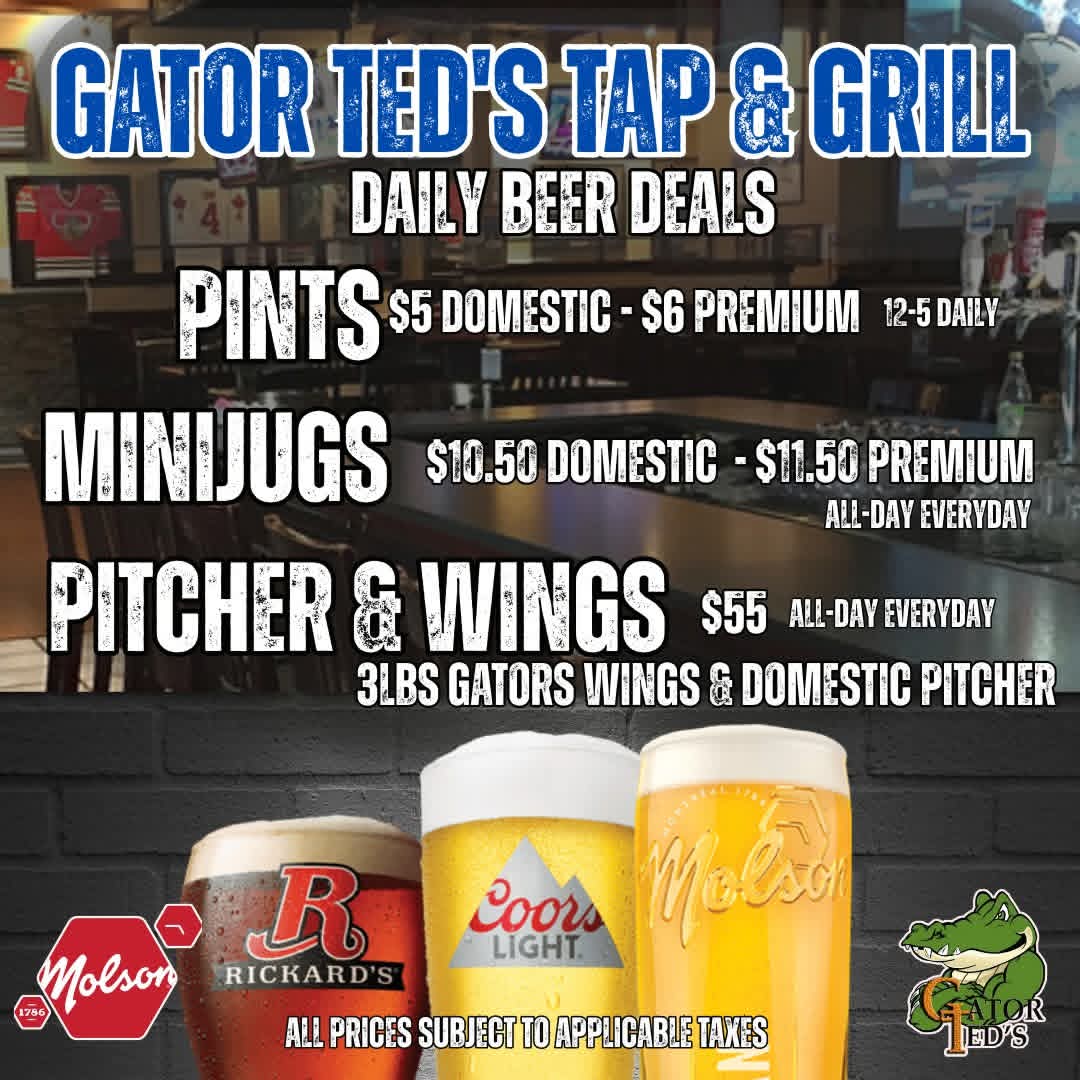 gator_teds's tweet image. No better way to start a short work week that. With a visit to Gators with daily beer deals and Leafs action! With over 70 screens there&apos;s not a bad seat in the house! #shortweek #LeafsForever #beerspecials