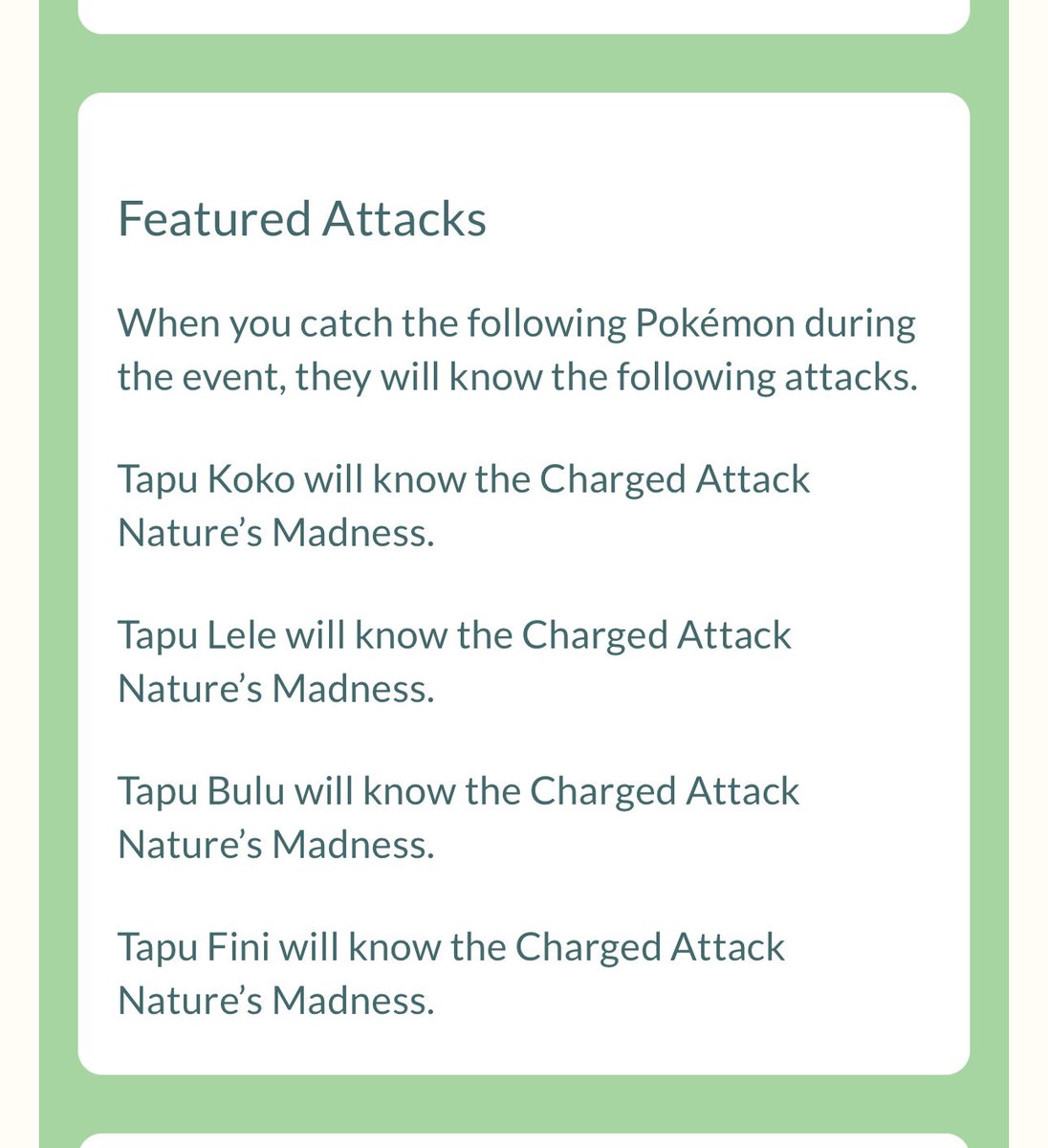 GOBattleUpdate's tweet image. Carbink in the wild + shiny chance

Shadow Lugia + Ho-Oh

Necrozma encounters

Tapu Quarter with Nature's Madness

TM off Frustration

Great event for #Battlers!

#GOBattleUpdate