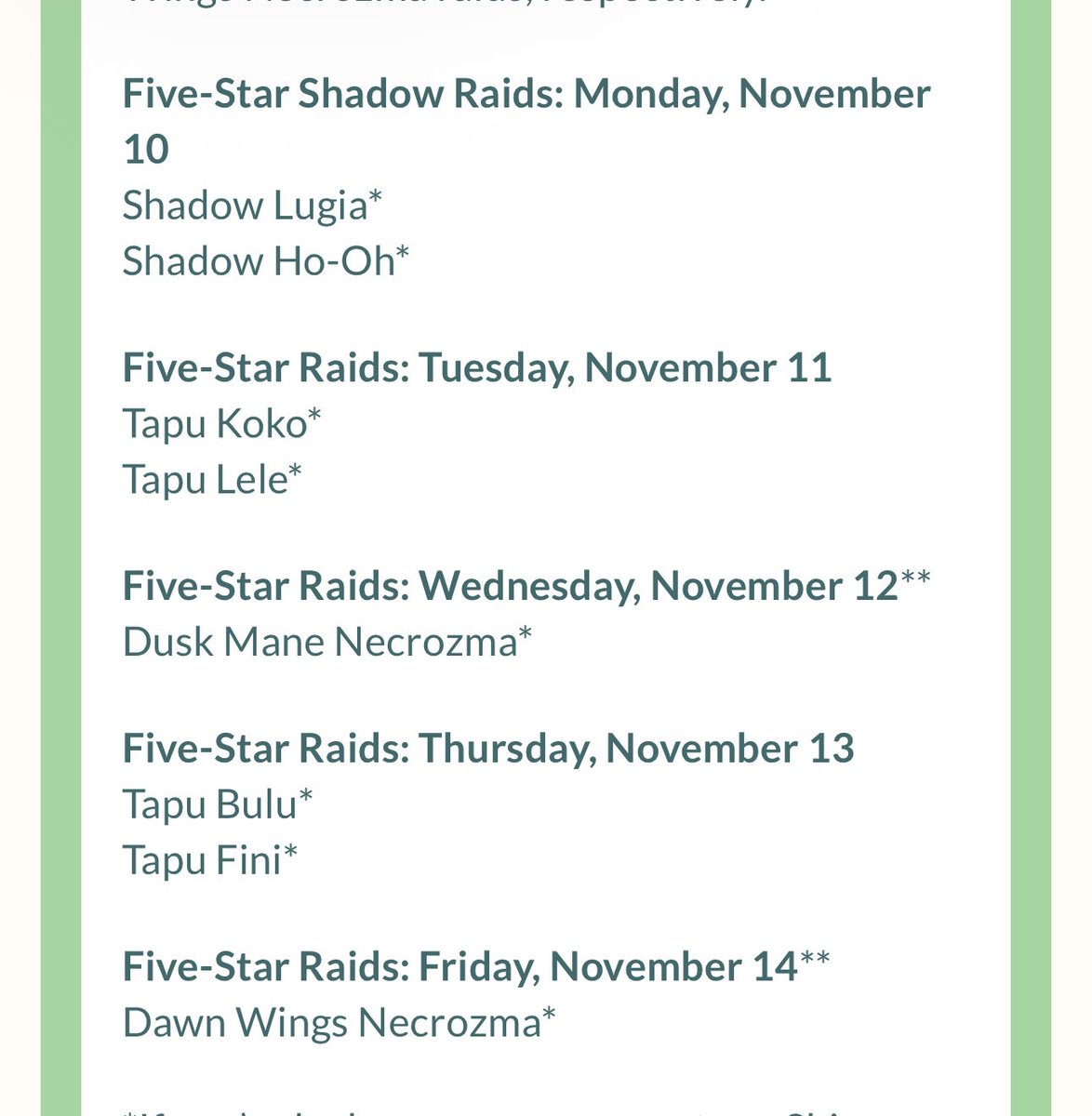 GOBattleUpdate's tweet image. Carbink in the wild + shiny chance

Shadow Lugia + Ho-Oh

Necrozma encounters

Tapu Quarter with Nature's Madness

TM off Frustration

Great event for #Battlers!

#GOBattleUpdate