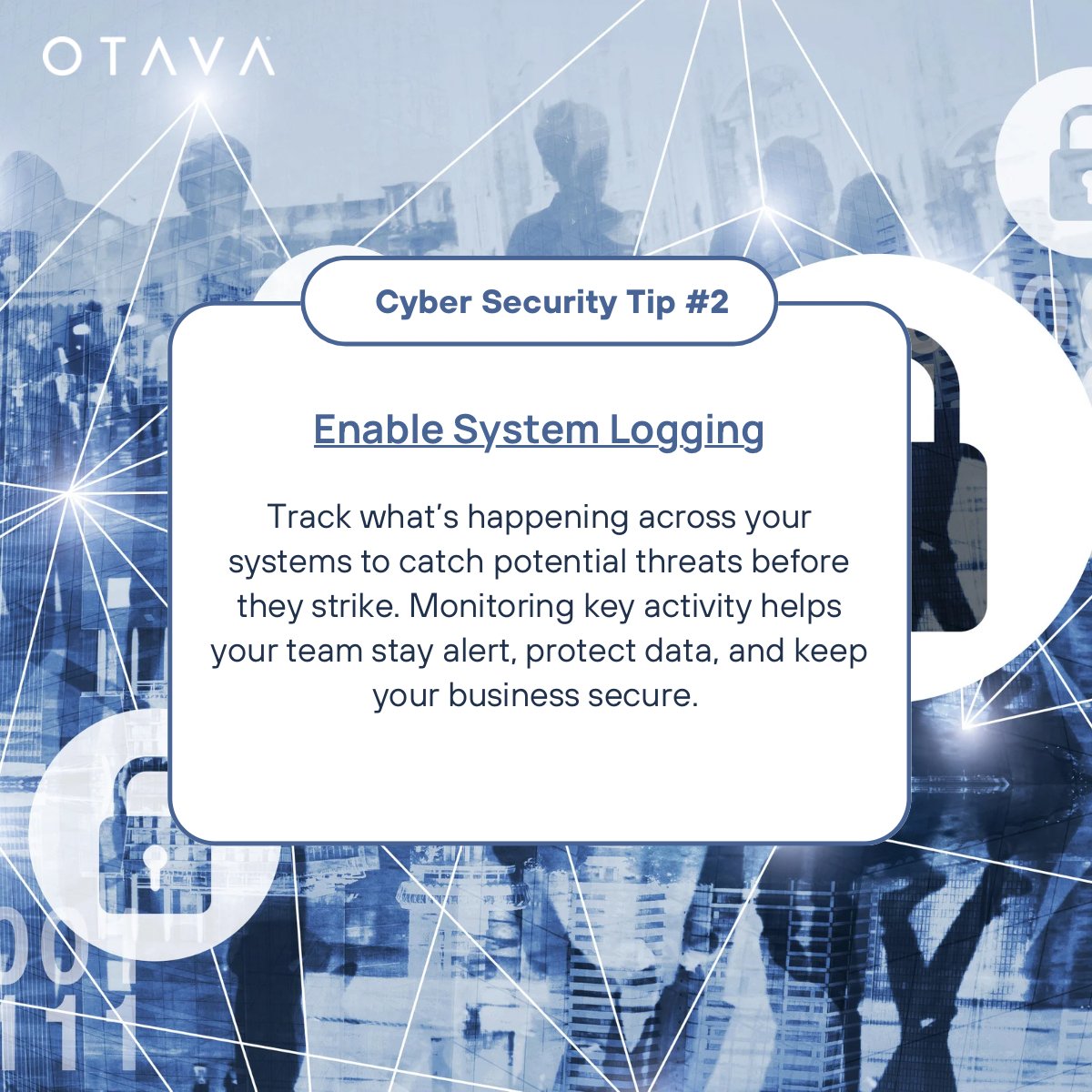 OtavaLLC's tweet image. Stay one step ahead of cyber threats! Track what’s happening across your systems so your team can spot suspicious activity early. Monitoring key actions keeps your business secure.

Follow here: bit.ly/3KHcJHZ

#CybersecurityTips #StaySecure #DataDefense