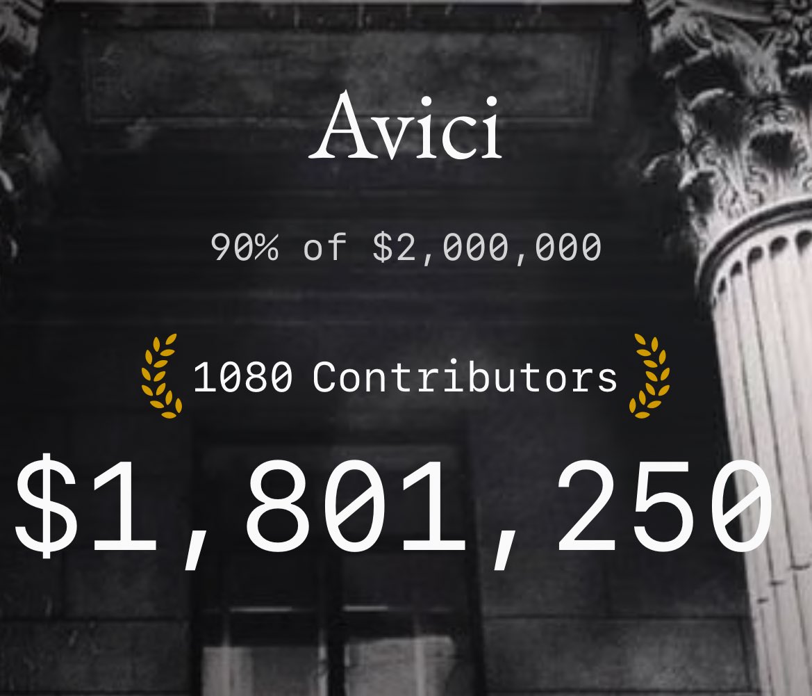 1 hour in, Avici has raised $1.8m from 1,080 wallets