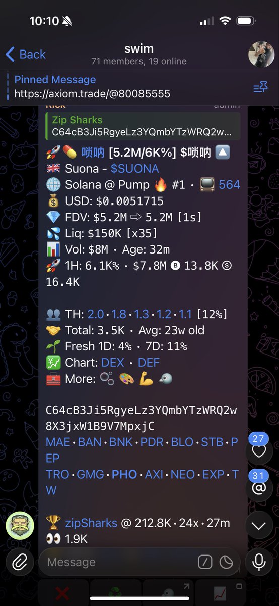 Gm, caught a banger with the sharks this am, $suona , we swam in at 200k