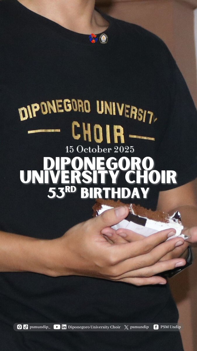 psmundip's tweet photo. Each performance, each rehearsal, each shared laughter has shaped our harmony into something more than choir team but  a family.

Today, we look back not just at milestones, but memories.

Thank you for being part of our melody.

#DiponegoroUniversityChoir
#PSMUndip
#Happy53rdDUC https://t.co/Yp4JNqtZgW
