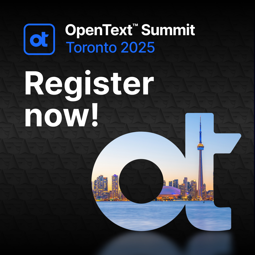 OpenText's tweet photo. Time is running out, OpenText™ Summit Toronto 2025 is in three days on Thursday, October 16!

Don’t miss your opportunity to discover the latest AI-driven innovations in information management and strategies.

Register now: https://t.co/eetIaCAWIg

#OTSummitToronto https://t.co/EF7Eme7cWe
