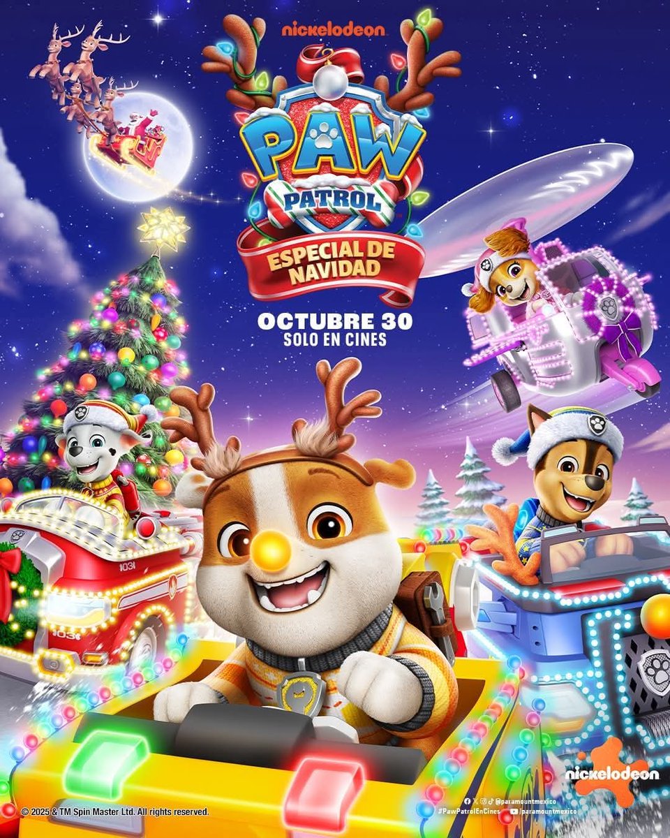 adrian150tv's tweet photo. ¡Prepárate para una Navidad guautástica! 🐾🎄 Mira #PAWPatrolEspecialDeNavidad en la pantalla grande con toda tu familia este 30 de octubre. ¡Solo en cines! #ParamountPictures https://t.co/8XAboxXuEo