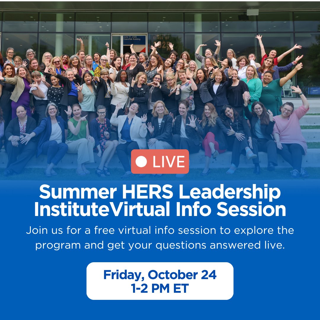 Interested in the Summer HERS Leadership Institute but need a little more info? Join us on Friday, October 24 for a free virtual info session where you’ll explore the program and get your application questions answered live!

bit.ly/4nzq9Ep