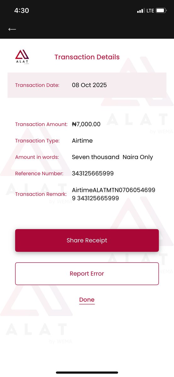 Devinecele18's tweet photo. @wemabank @alat_ng please do better in your Customer service ,it’s Indeed too poor.Below is a recharge of #7000 yet my mtn balances have not been toped up but I’ve been debited,Why hold my money for no reason ?
Please look into the reference number and make a refund . https://t.co/whAcAp4uHz