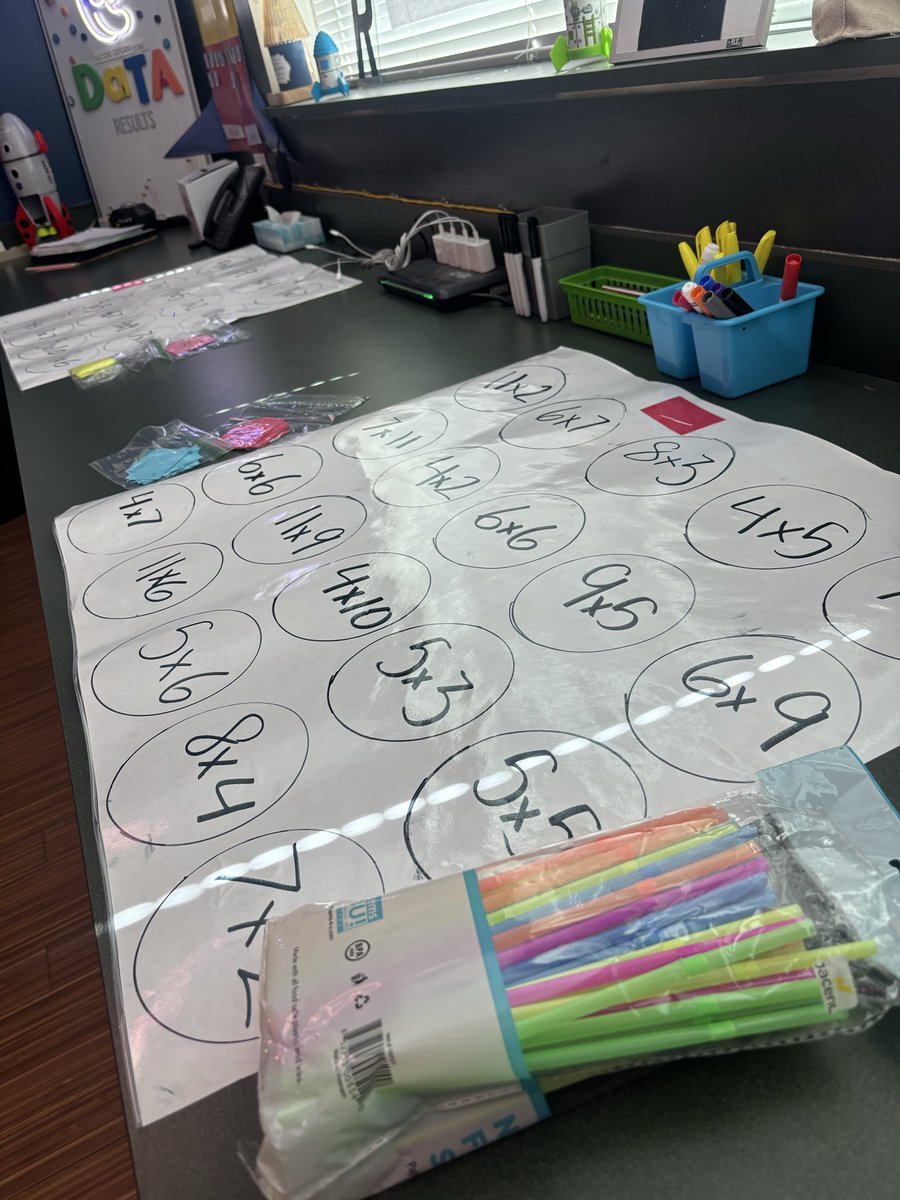MrRomero0's tweet image. Who knew straws, paper, and multiplication facts could be so much fun! Today my students used straws to “suck up” the correct answers and match them to the right multiplication facts ! hands-on, engaging, and full of laughter while ✖️🎯 learning! @CBEBears #MathFun @RichardsonISD