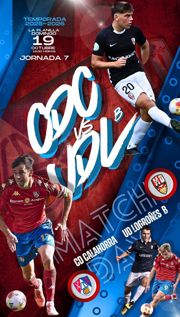 cdcalahorra's tweet photo. Importantisimo partido este domingo. .
🔴🔵⚽️ 𝗣𝗥𝗢́𝗫𝗜𝗠𝗢 𝗣𝗔𝗥𝗧𝗜𝗗𝗢 𝗗𝗘𝗟 𝗖𝗗 𝗖𝗔𝗟𝗔𝗛𝗢𝗥𝗥𝗔 ⚽️ 

🏆7ª Jornada de liga

🆚 UD Logroñes

🏟️ La Planilla

📅 19 octubre 

⏰ 16:30 h

#calahorraudlogroñesb
#ciudadrojilla
#ramiroarnedo
#genergy https://t.co/5wsKOFi0D6