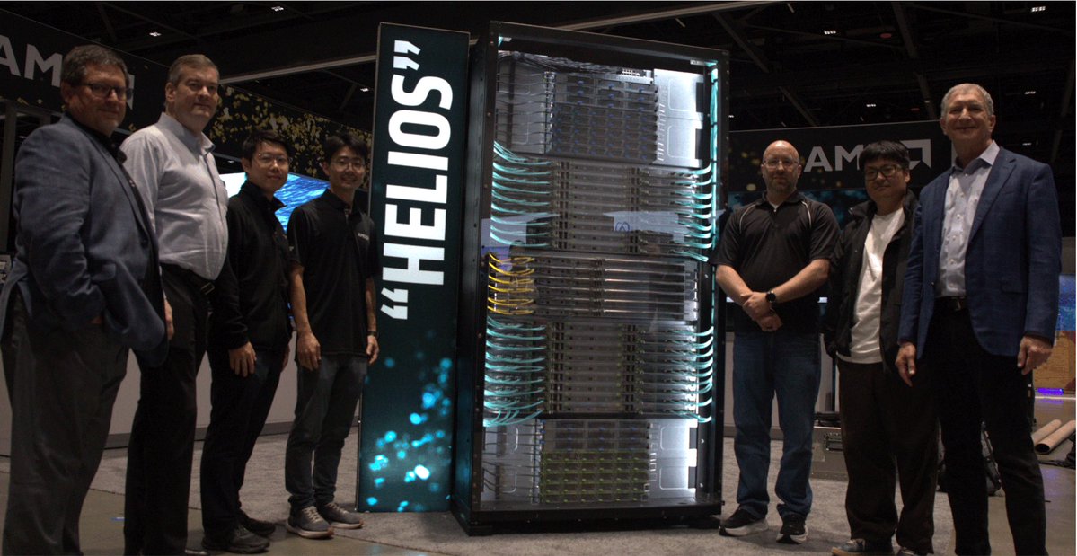 LisaSu's tweet image. A thing of beauty ☺️ - please meet Helios at #OCPSummit25 our new open, rack-scale AI platform built on the Open Rack Wide standard introduced by @Meta - MI450 Series Instinct GPUs, EPYC CPUs, and Pensando networking - super excited to bring Helios to market.