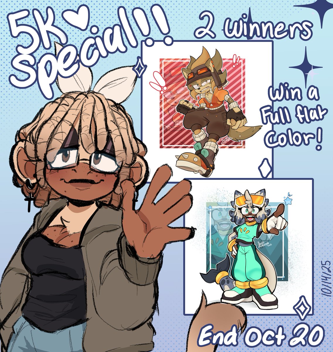 5k Special Art Raffle ３‼️
Win a Full flat color!
☀️Follow me
☀️Like &amp; Repost
☀️Comment your OC
2 winners will be picked on Oct 20th!
#SonicTheHedgehog