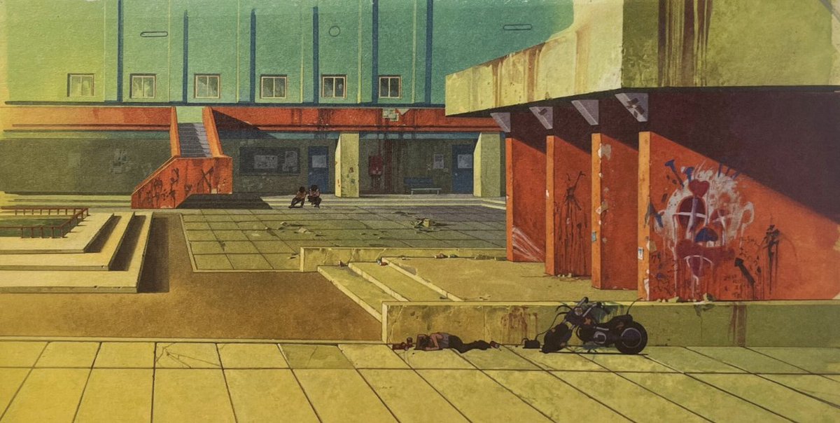 Y2KKAIN's tweet photo. The rust and concrete buildings in the midday cityscape of Akira. https://t.co/JuSn5TzqCu