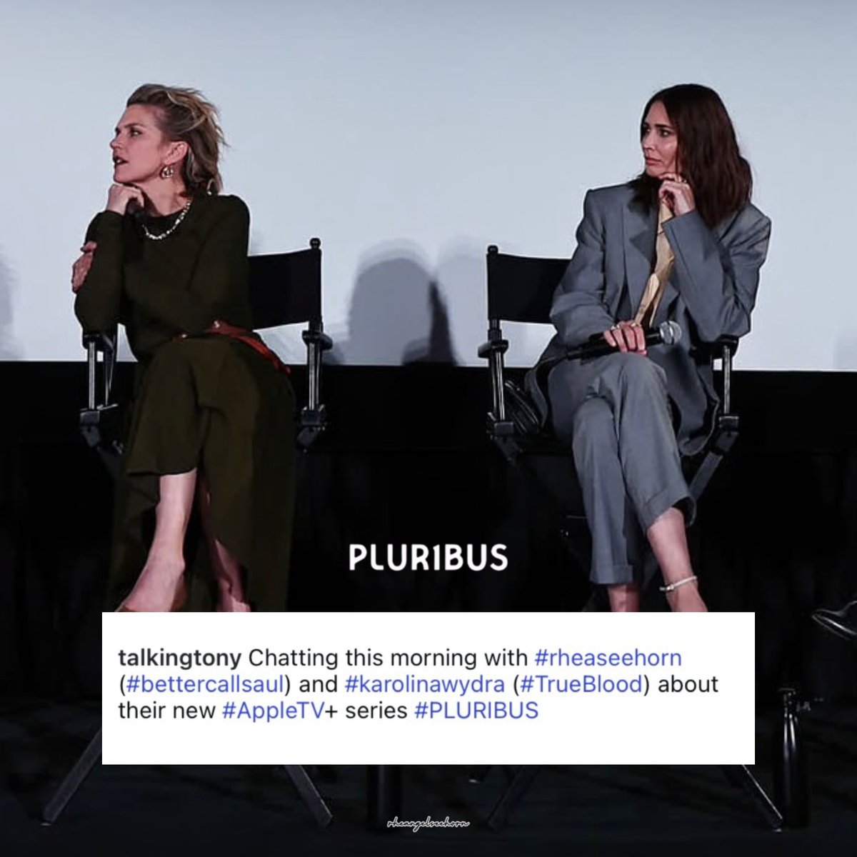 rheangelseehorn's tweet photo. Rhea Seehorn & Karolina Wydra are continuing their #Pluribus press tour this morning with more (virtual) interviews. π #ScreenChatter https://t.co/nu33wvY6mV