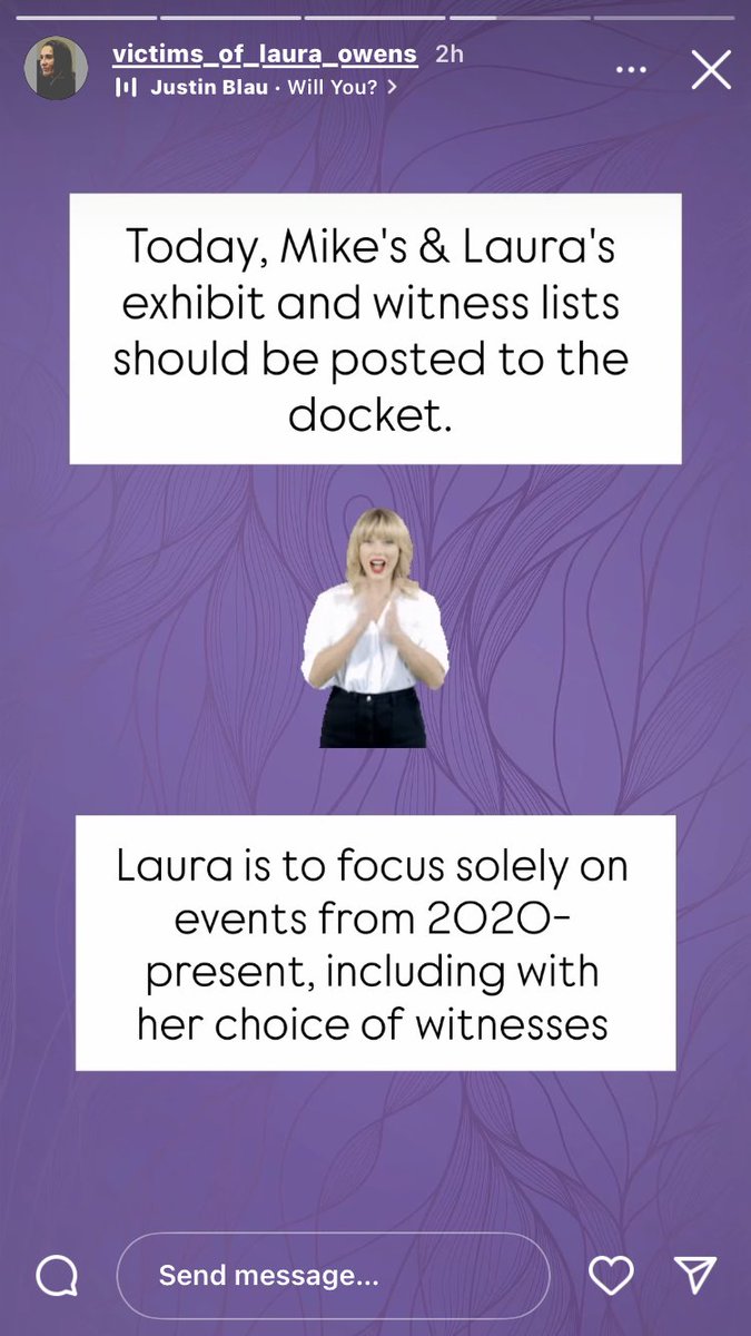 Buckle up JFC community! We have a few busy weeks ahead 🔥

From the VOLO Instagram:

Next week - 10/21 &amp; 10/22 will be the DVRO hearing #LauraMichelleOwens v. Mike Marraccini, beginning at 9 am PST. Witness and exhibit lists have been exchanged between parties and should be