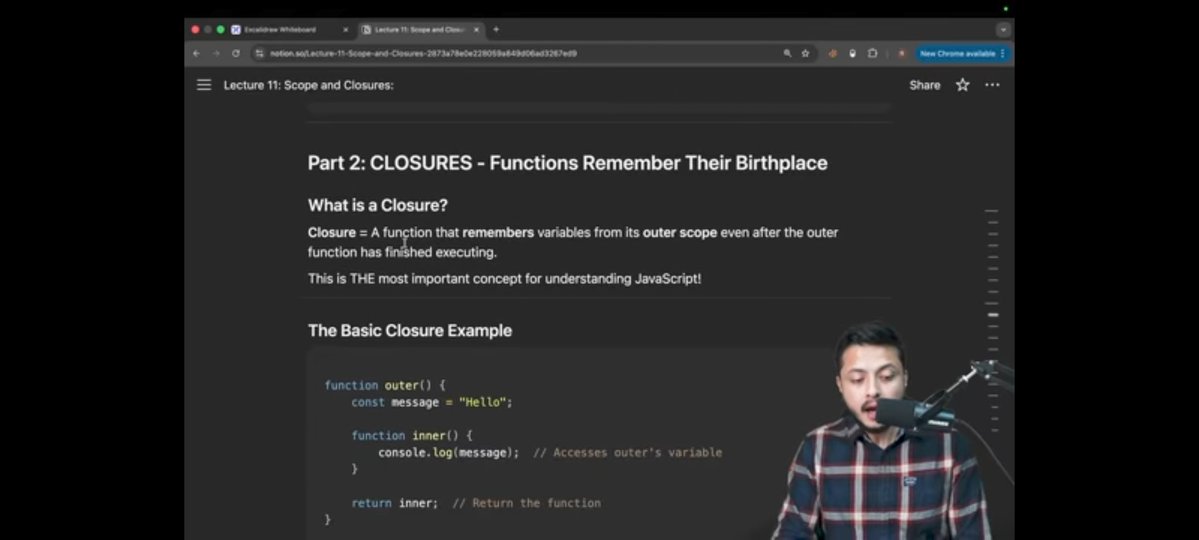 BarnwalNit81849's tweet image. Day 11 of JavaScript Done ✅
Today, I learnt :
— Scope in javascript
— var,let and const scope
— Closure in javascript
—Closure for private variables
— Higher order function
#javascript #WebDevelopment