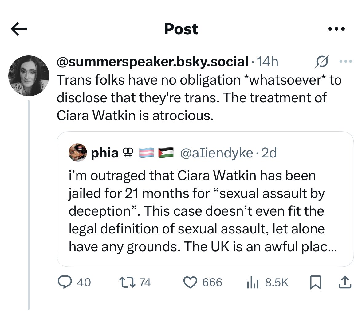 Sorelle_Arduino's tweet image. 666 people like this mans take that it’s ok to deceive sexual partners about your sex
#RapeCulture