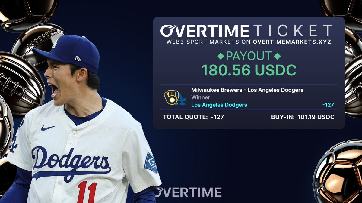 Lottolocks's tweet image. 🔥Get a $10 FREE bet🔥

This free pick is sponsored by @Overtime_io 

Dodgers ML 🔒 

They’ll DM a FREE bet to the first 25 people who:

1. LIKE/RT this post
2. Follow Overtime on X

Note: This offer applies to followers who have not already claimed a Free Bet on Overtime in one…