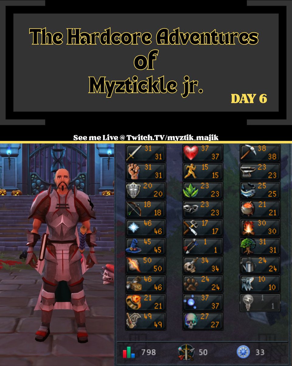 Myztik_Majik's tweet image. Day 6 of The Hardcore Adventures of Myztickle Jr!

Tune in live Oct 16th 3:30PDT 
twitch.tv/myztik_majik
YouTube.com/@myztik_majik

#HardcoreMode #hardcoreironman #hcim #gielinor #livestream #ᴛᴡɪᴛᴄʜsᴛʀᴇᴀᴍᴇʀ #twitchgaming #runescape3 #runescape #rs3