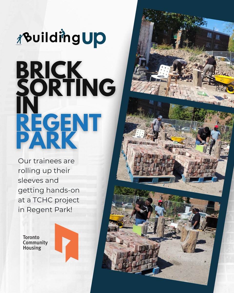 BuildingUpTO's tweet image. Our trainees are putting in the work at a  TCHC project in Regent Park! 💪🧱
They’re cleaning and sorting bricks for a new accent wall. Turning hard work into skill-building and pride.
Every brick laid is another step toward a stronger future. #BuildingUp #Toronto #TCHC