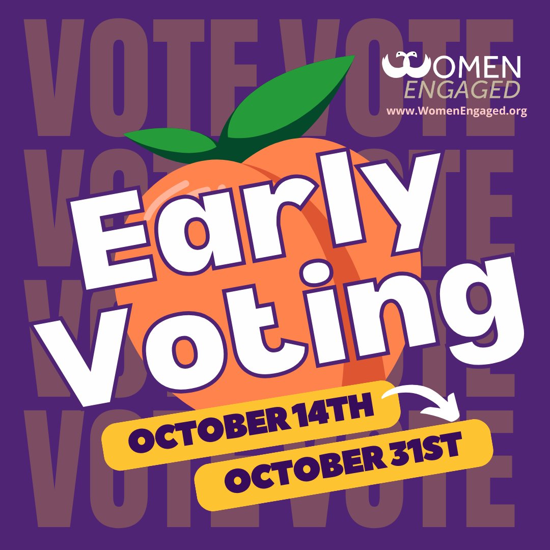 Georgia! Early Voting has begun and will take place from today, October 14th, to October 31st. #GetVoteReady! Make your plan today and see what WE can accomplish together this election season. WE Vote. WE Rise. Plan Your Vote! bit.ly/WEVote