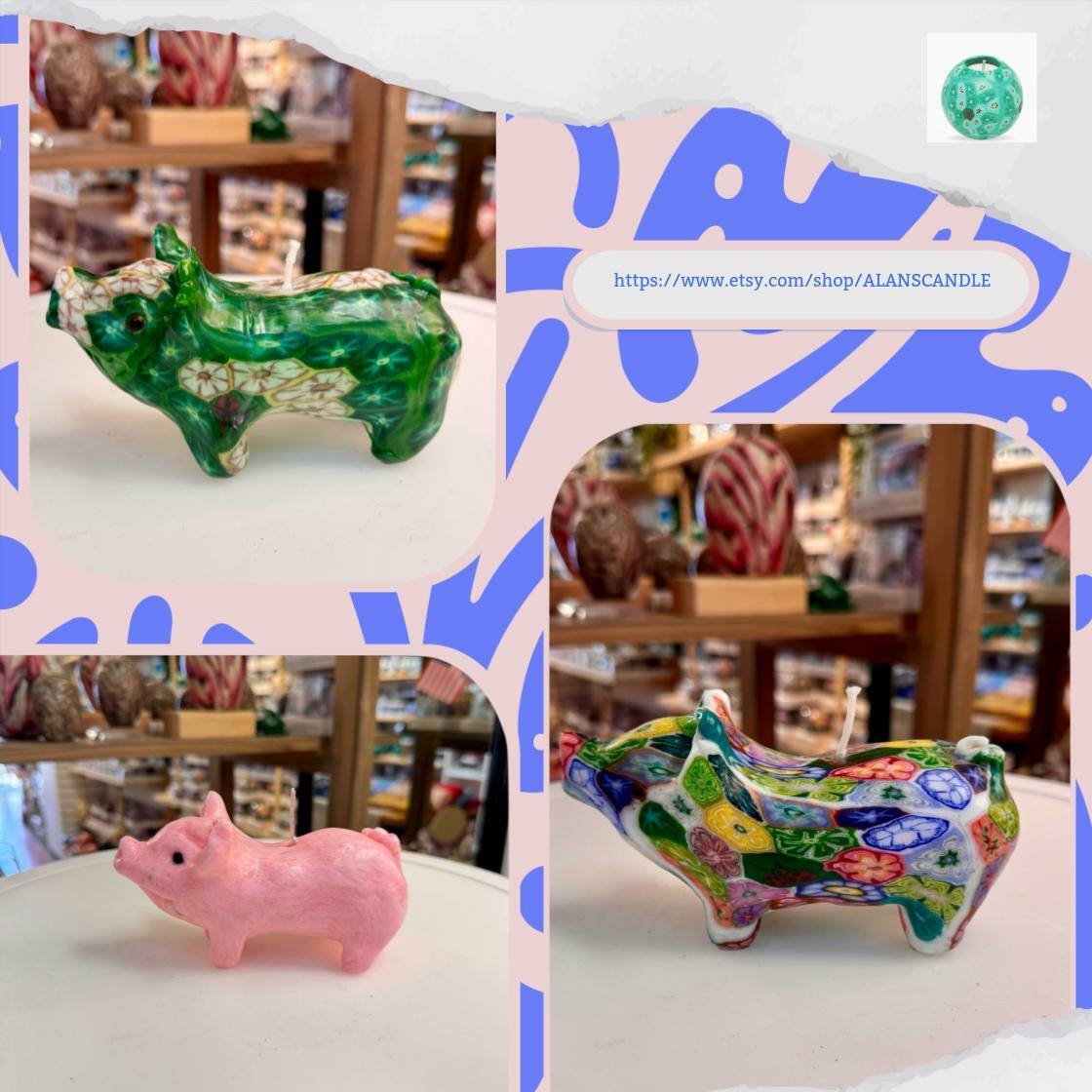 CandleAlan's tweet photo. Wow picks! Handcrafted Pig Candle: Green Floral Paraffin Wax Animal Candle at $56.98 at https://t.co/nvl6E6jF98 Choose your wows. 🐕 #ArtisticCandlePigs #SpringGreenFlower https://t.co/jiGrzlkAUr