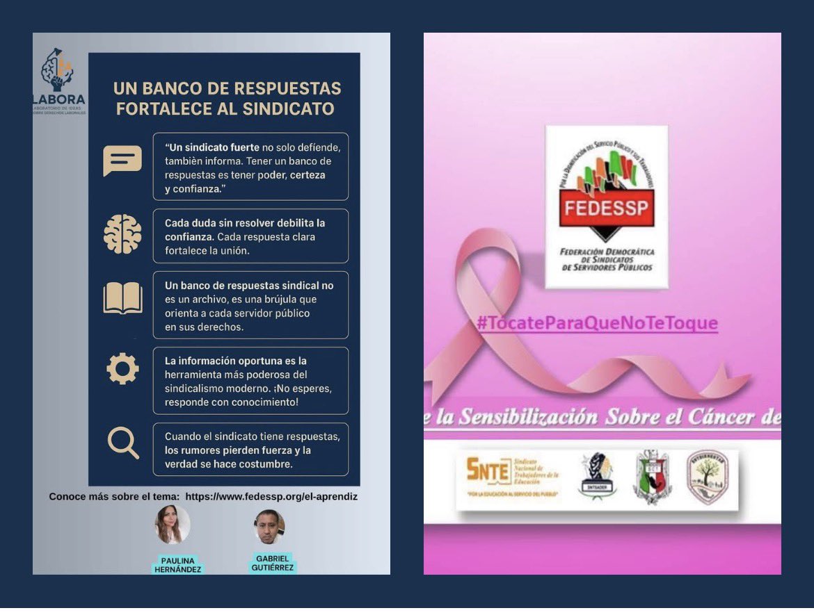 #QueNoSeTePase
Un sindicato preparado responde con hechos, no con improvisaciones. 
¡Organiza tu banco de respuestas y demuestra tu fortaleza!

👉 fedessp.org/el-aprendiz

<a href="/agusaviles1/">Agustín Avilés</a> <a href="/pedrojoseescar3/">pedro jose escarcega delgado</a> <a href="/censntsict/">SNTSICT</a> <a href="/marudavalos29/">Maru Dávalos</a> <a href="/mariogomezgg/">Mario  Gómez</a> <a href="/PaulinaValver17/">Ingrid Paulina</a> <a href="/CarlosCruzCas11/">Carlos Cruz Castelán</a>